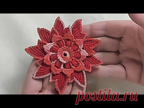 Фантазийный цветок для ирландского кружева - МК.  Irish Crochet & Tunisian Crochet, Crochet Flower