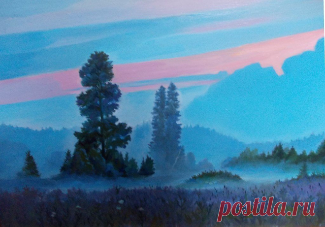 синий туман - Изобразительное искусство - Масло, акрил