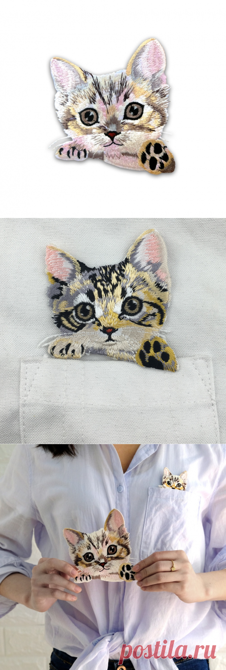 DIY патчи для одежды железа вышитые кошка патч аппликация на патчи Швейные аксессуары значок наклейки на одежду сумка купить на AliExpress