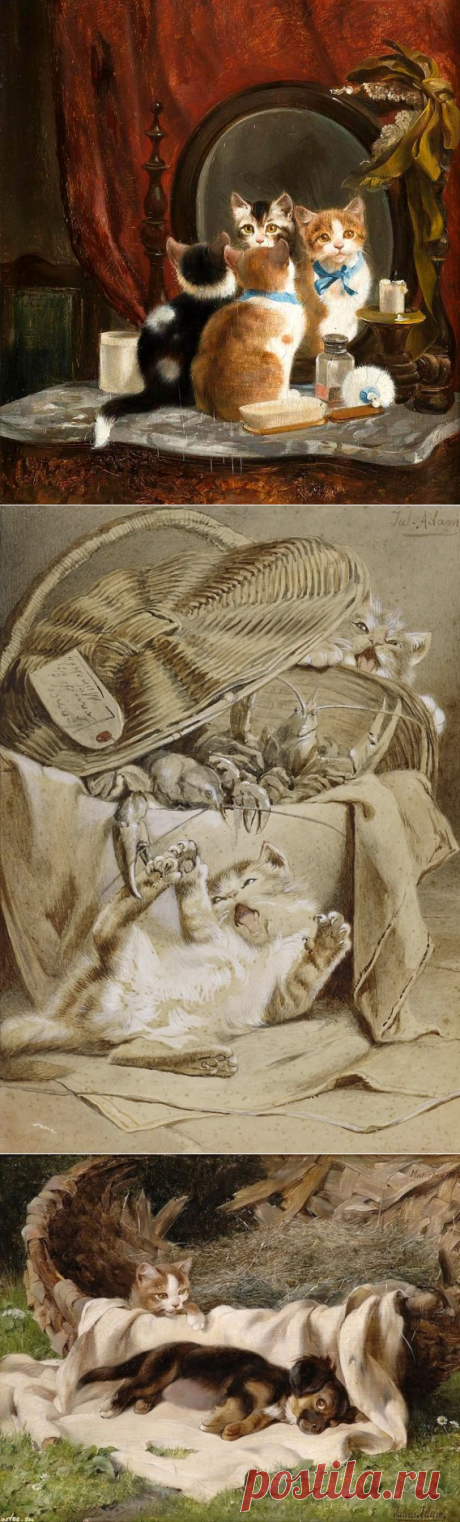 Кошачья тема в работах художнико Адама Юлиуса(1852-1913)