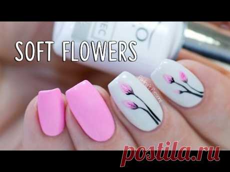 EASY GEL NAILS - Soft Flowers with Indigo Nails Arte Brillante
