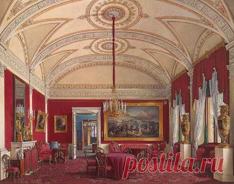 Interiors of the Winter Palace. The Second Reserved Apartment. The Drawing-Room - Edward Petrovich Hau - Drawings, Prints and Painting from Hermitage Museum | brunhild110 приколол(а) это к доске Interior painting