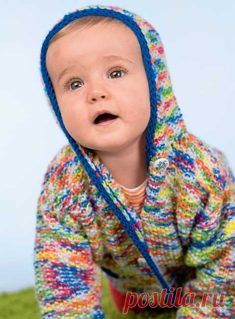 Яркий жакет с капюшоном для малышей - схема вязания спицами. Вяжем Жакеты на Verena.ru