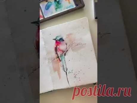 Watercolor bird in a sketchbook by @CanotStopPainting #art #sketch #sketchbook #watercolor #painting
