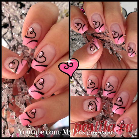 Easy Valentine's Day Nail Art | Cute Heart French Tip Nails #valentinesnails #pinknails #valentinesdaynails