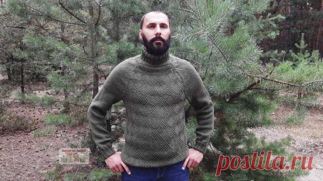 Мужской свитер регланом сверху без швов | Вязание для мужчин спицами. Схемы вязания