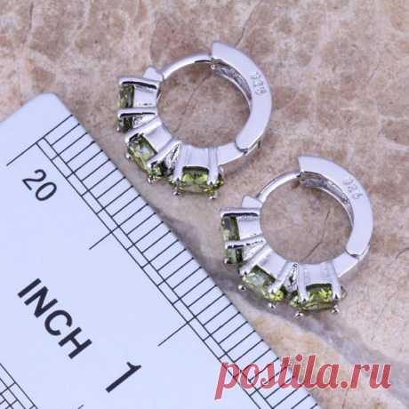 Фантастический зеленый перидот 925 обруча Huggie серьги для женщин бесплатная доставка и ювелирных изделий S0191 купить в магазине jewelry1688 на AliExpress