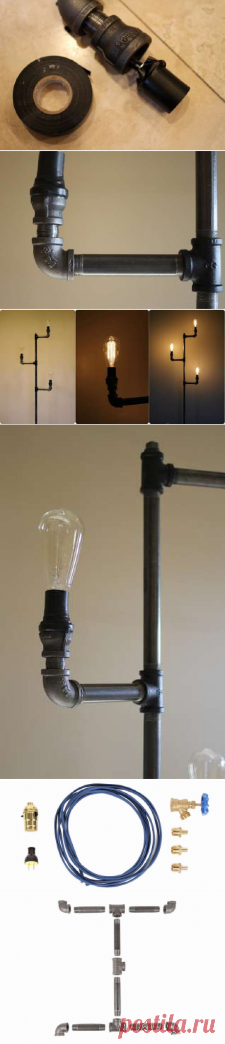 Как сделать напольный светильник из водопроводных труб
