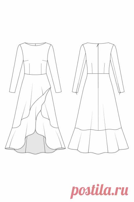 Платье 0420 — выбрать размер (от 38 до 54) и скачать выкройку в интернет-магазине LaForme: большой ассортимент актуальных моделей выкроек одежды для женщин.