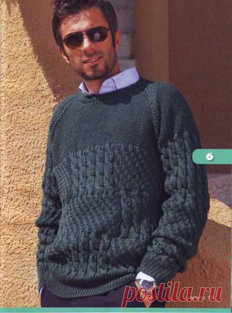 Мужской пуловер реглан из категории Интересные идеи – Вязаные идеи, идеи для вязания