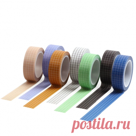 10pcs grid washi tape solid color paper diy planner masking tape adhesive tapes stickers decorative stationery tapes supplies Sale - Banggood.com