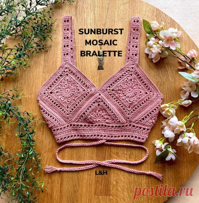 Crochet Top PATTERN Sunburst Mosaic Bralette Pattern | Etsy Россия