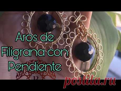 Aros/ arracadas en filigrana con pendiente #bisuteria #filigrana #aretes #tendencia2019 #alambrismo