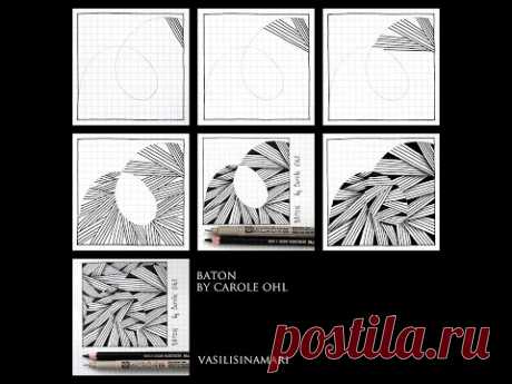 VASILISINAMARI zentangle tutorial pattern &quot;BATON&quot; (узор зентангл) - YouTube