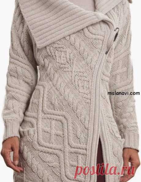 Женское вязаное пальто спицами | Вяжем с Лана Ви