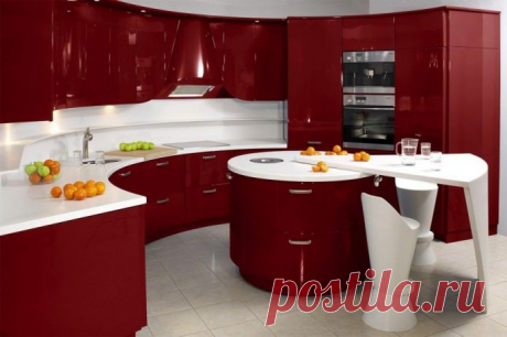 Оформление интерьера кухни в красном цвете