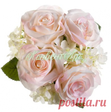 Букет из искусственных роз и гортензий H20 см - Купить в интернет магазине КонвентАрт