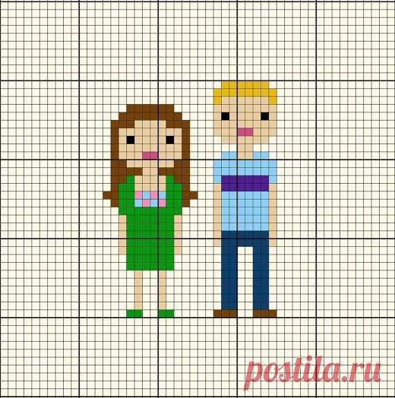 Pattern - Custom Family Portrait Pixel Cross Stitch Chart