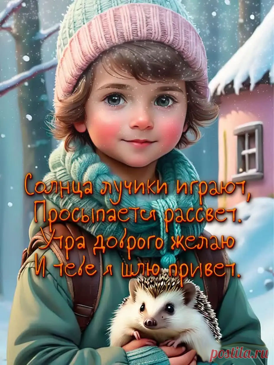 Зимняя открытка с добрым утром