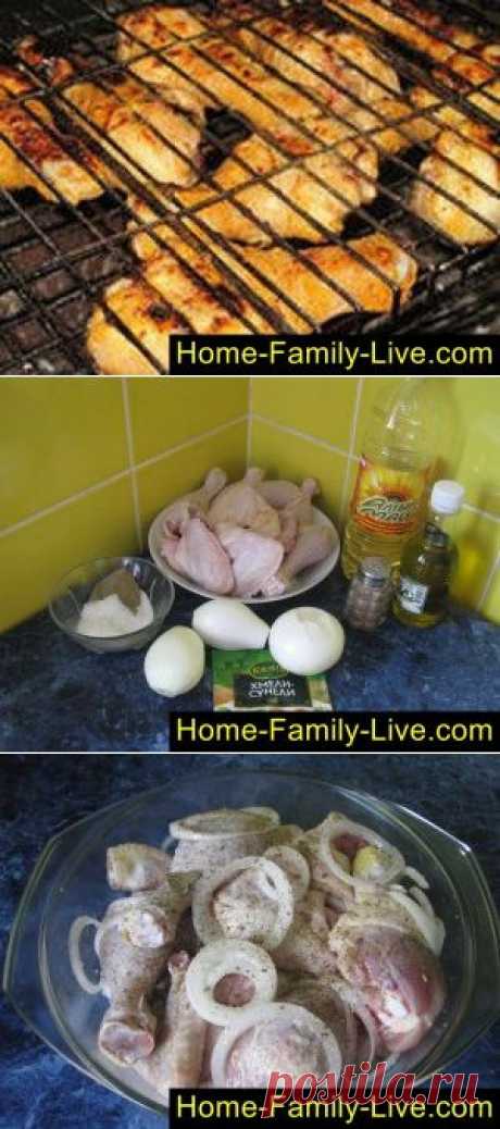 Шашлык из курицы - пошаговый фоторецепт - курица на решеткеКулинарные рецепты