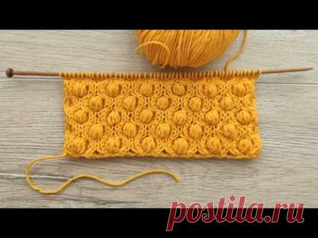 Узор «Шишечки в сотах» спицами 🐝 «Bobble in Honeycomb» knitting pattern  🌲