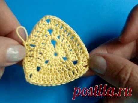 Вязание крючком - Урок 208 - Как вязать треугольник 1 crochet