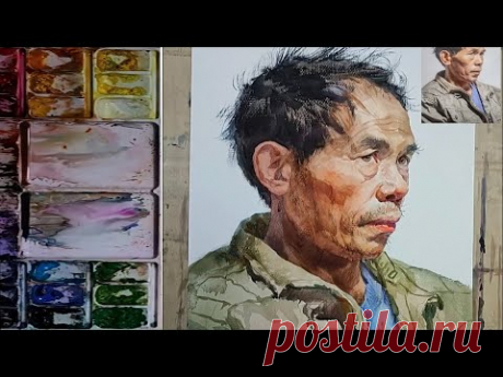 Old Man portrait Watercolor on paper