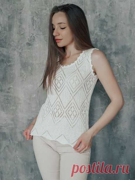 Топ спицами: схема узора и каймы. | Вязание спицами и крючком🧶 Настя Бодак | Дзен