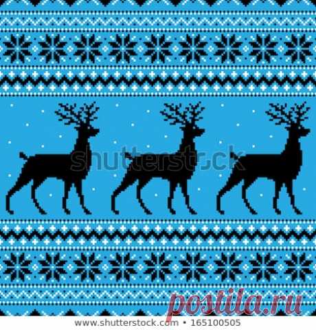 Abstract Winter Blue Background Deer Snowflakes Ilustración de stock165100505: Shutterstock