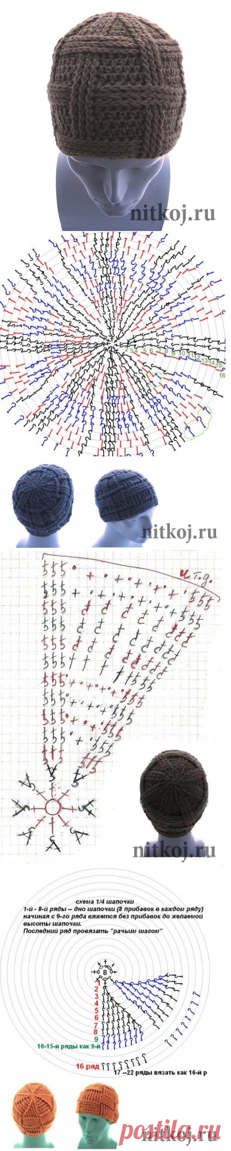 Мужская шапка крючком схема