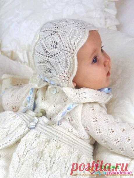 нарядное платье,чепчик и комбинезон для новорожденной / вязание как искусство!