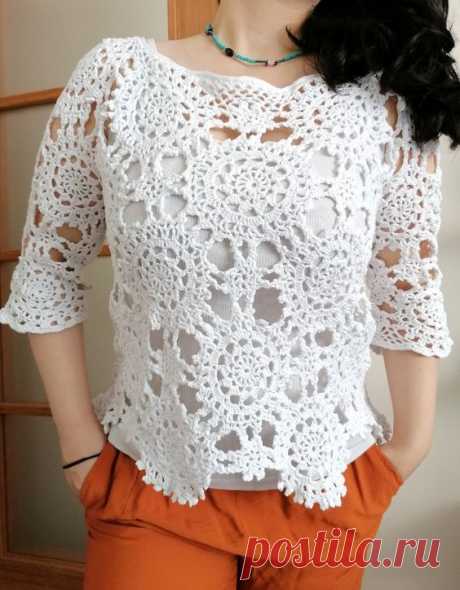 Handmade lace summer blouse