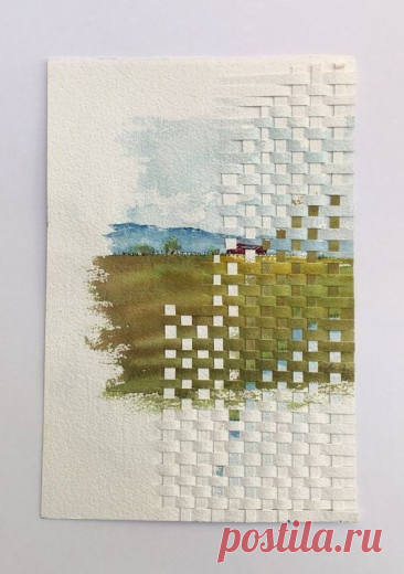 paper woven into landscape