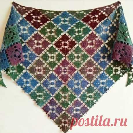Шаль из квадратных мотивов крючком. Схемы. / knittingideas.ru