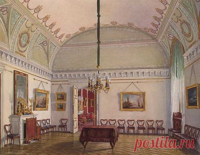 Interiors of the Winter Palace. The Second Reserved Apartment. Room 2 - Edward Petrovich Hau - Drawings, Prints and Painting from Hermitage Museum | brunhild110 приколол(а) это к доске Interior painting
