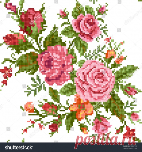 Seamless Abstract Floral Background Bouquet Roses Vectores En Stock 215887738 - Shutterstock