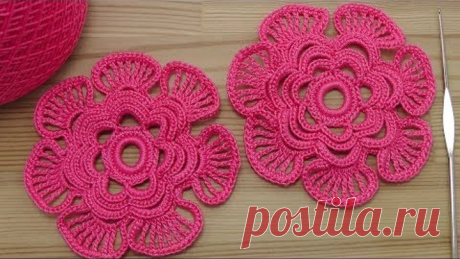 Как связать ЦВЕТОК крючком - вязание крючком -  Crochet 3D Flower Pattern