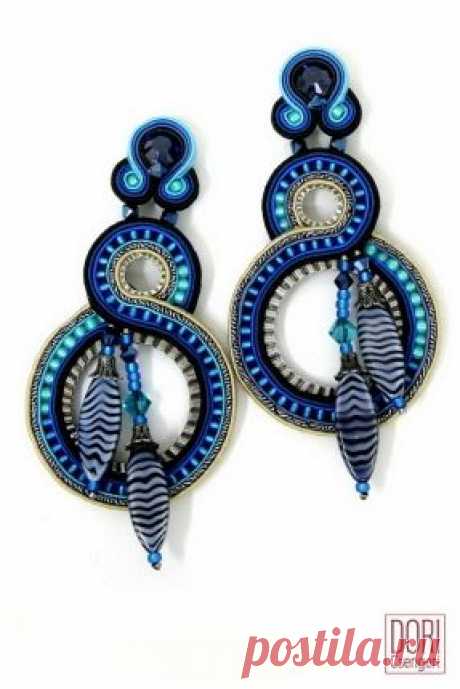 (129) Icarus blue show stopping earrings by Dori Csengeri. #DoriCsengeri #blue #hoops #earrings #spring #trends | bisuteria de soutache pendientes