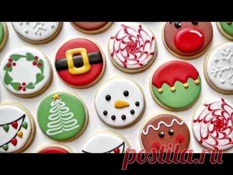10 EASY CIRCLE CHRISTMAS COOKIES ~ Santa, Snowman, Rudolf, Tree, Snowflake, Wreath, Elf, Gingerbread