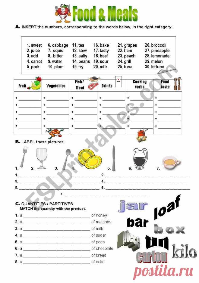 Food Vocabulary - ESL worksheet by atlantis1971 Vocabulary exercises about Food