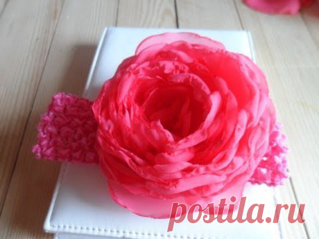 Мастер класс   Как сделать розу из Шифона Rose Fabric