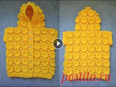 "Детский жилет с капюшоном" (Children's vest with hood) В видеоуроке показано, как связать детский жилет с капюшоном, который выполнен из пряжи "Кроха" (20% шерсть, 80 % акрил), крючком №2. Жилет ...