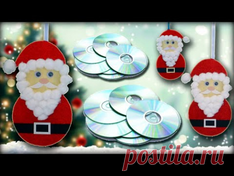 Santa Claus Wall Hanging from CD | Christmas Decoration Ideas | Christmas Craft Ideas