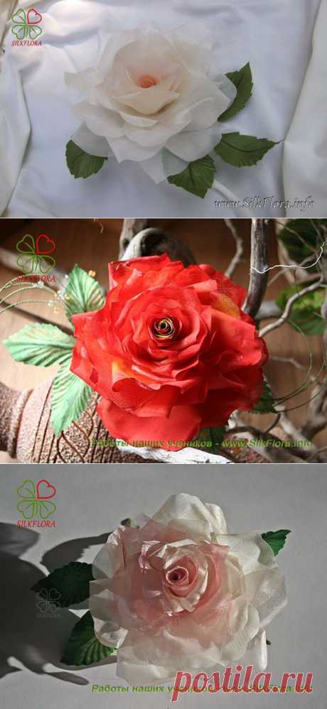 Как сделать розу из ткани без использования инструментов | Первая web-школа шёлковой флористики - SilkFlora