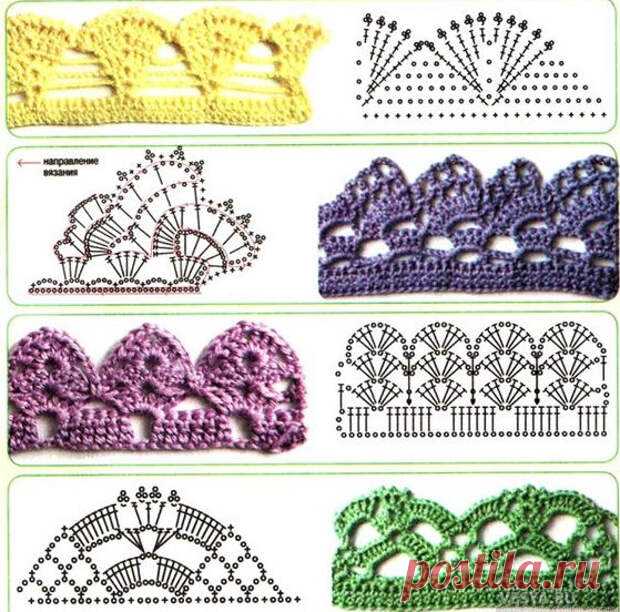 Красивая кайма крючком: чудесная подборка со схемами…. Вдохновляйтесь и творите! - Подружки - медиаплатформа МирТесен Очень красивая подборка. Одна кайма лучше другой, а последние экземпляры просто великолепны! Ажурная кайма – лидер среди способов обвязывания крючком свободных краев изделия. Схемы ажурной обвязки пользуются повышенным спросом у мастериц, поэтому и вариантов их предостаточно: фестоны,