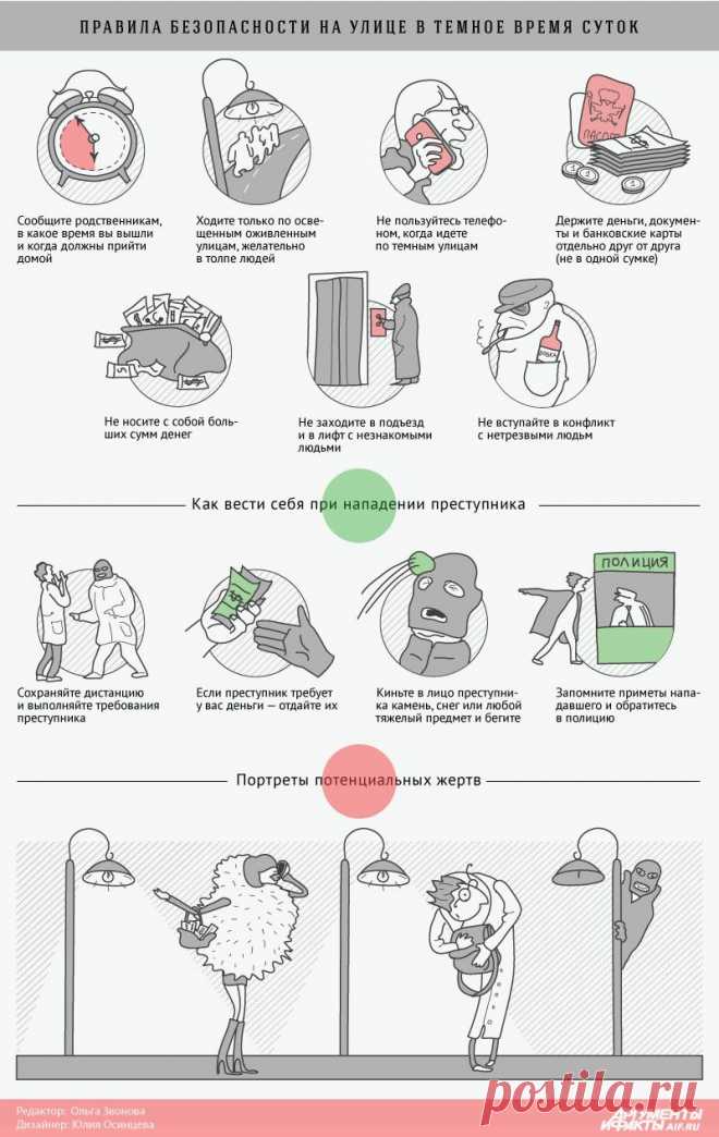 Как уберечь себя от нападения на улице в тёмное время суток? Инфографика | Инфографика | Аргументы и Факты