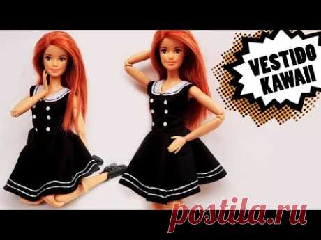 DIY Vestido Kawaii ( Estilo Anime ) - Tutorial para Barbie e outras Bonecas