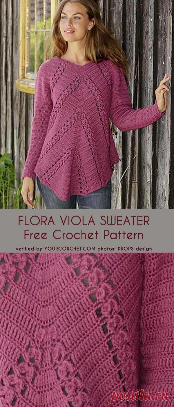Флора Виола свитер в 6 размеров бесплатно Вязание крючком / Вязание крючком