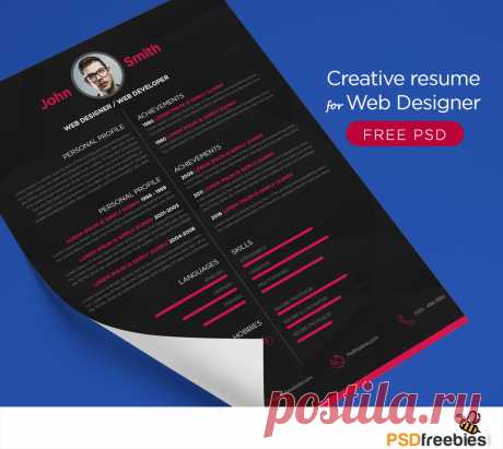 Free Creative resume for Web Designer PSD - PSDFreebies.com - PSDFreebies.com