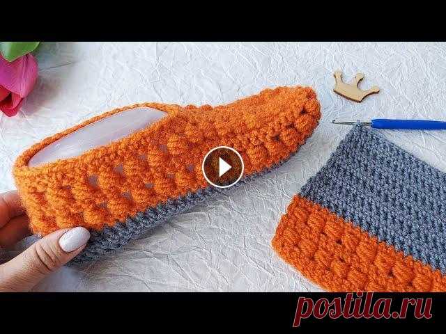 Домашние следки крючком. Простые тапочки крючком без швов на подошве. Домашние следки крючком. Простые тапочки крючком без швов на подошве. #crochet...